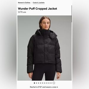 Lululemon Wunderpuff cropped women’s jacket